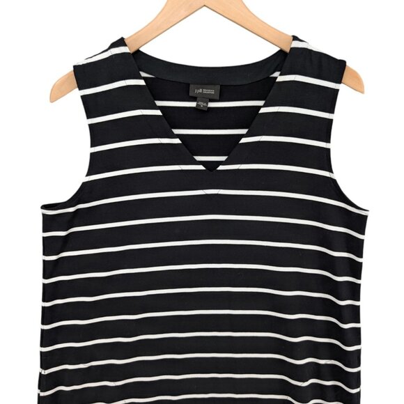 J Jill Wearever Collection Dress Black White Stripe V Neck Sleeveless Size M - Picture 3 of 9
